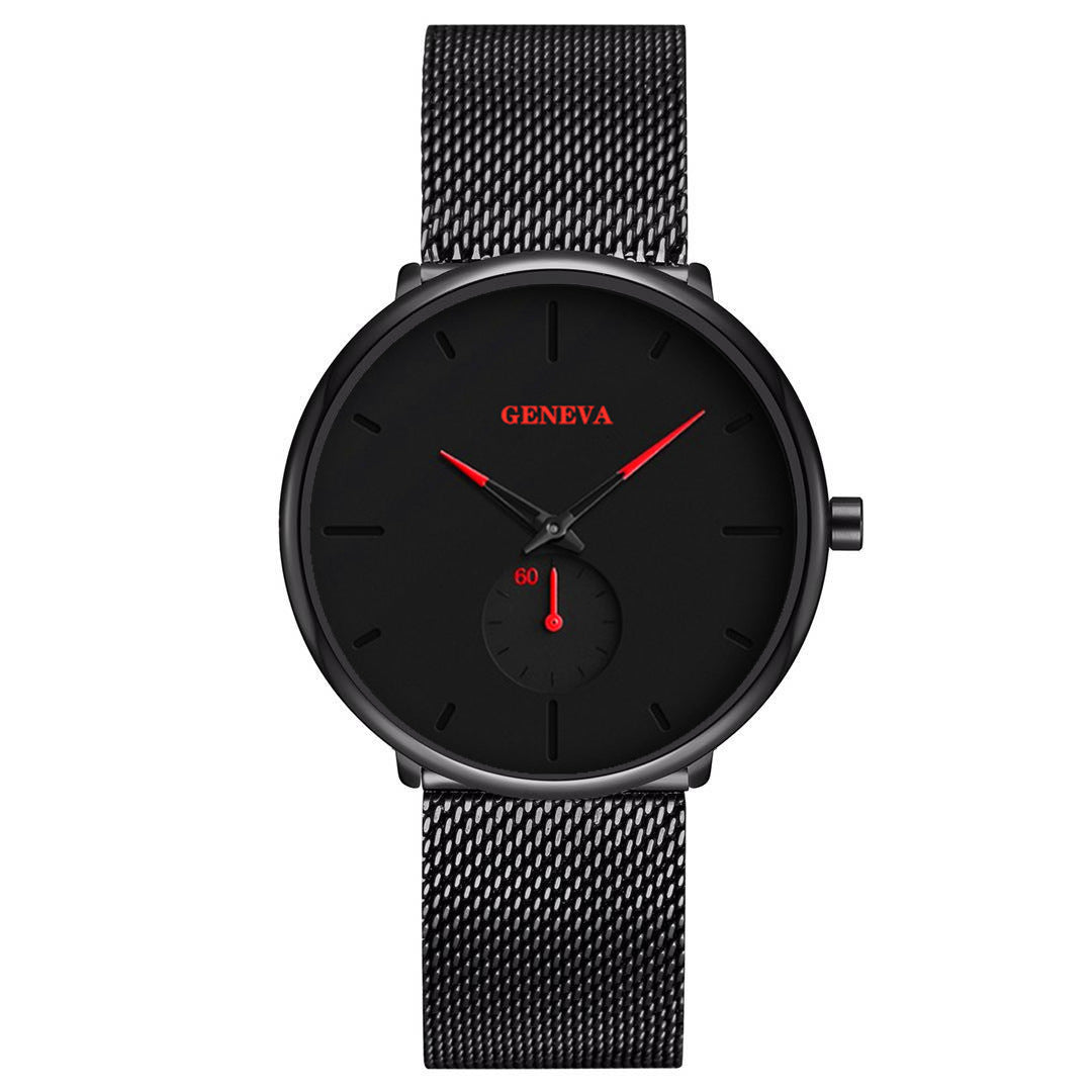Geneva Fashion Casual Men's Quartz Watch – Stainless Steel Analog Wristwatch with Mineral Glass