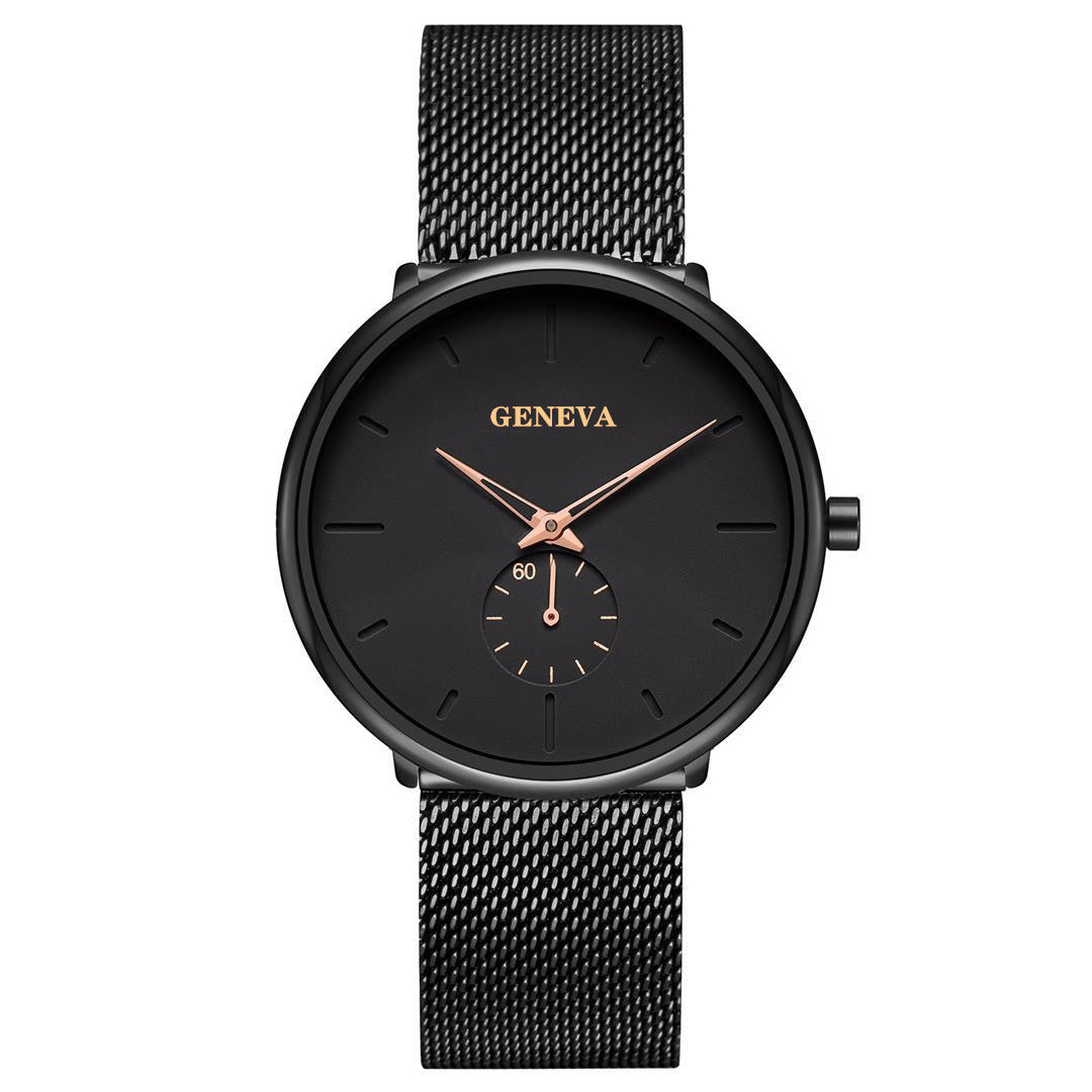 Geneva Fashion Casual Men's Quartz Watch – Stainless Steel Analog Wristwatch with Mineral Glass