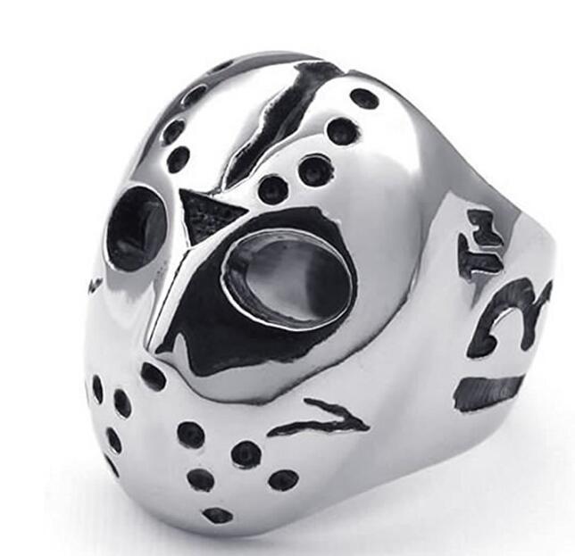 Men’s Friday the 13th Stainless Steel Biker Ring – Bold Geometric Statement for Horror Fans