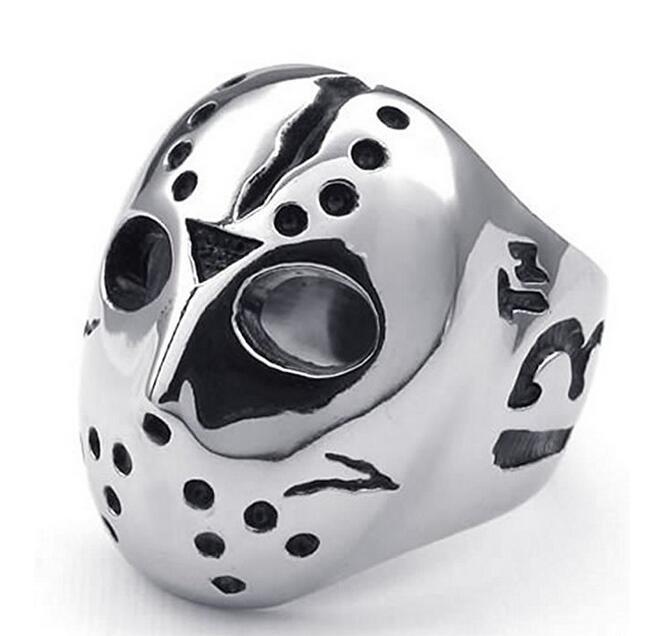 Men’s Friday the 13th Stainless Steel Biker Ring – Bold Geometric Statement for Horror Fans
