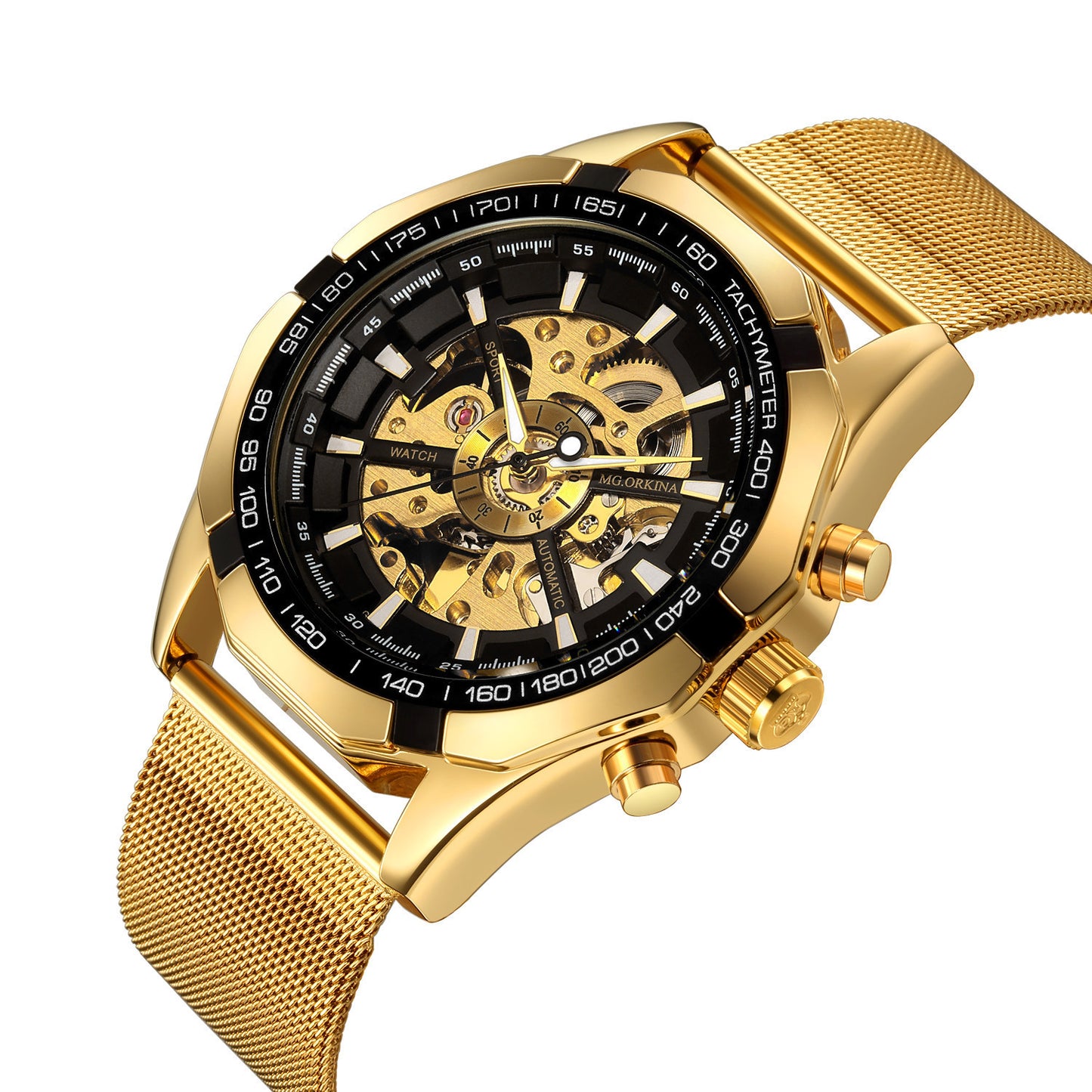 Luxury Full Hollow Automatic Mechanical Watch for Men – Tourbillon, Moon Phase, Calendar, Steel Band