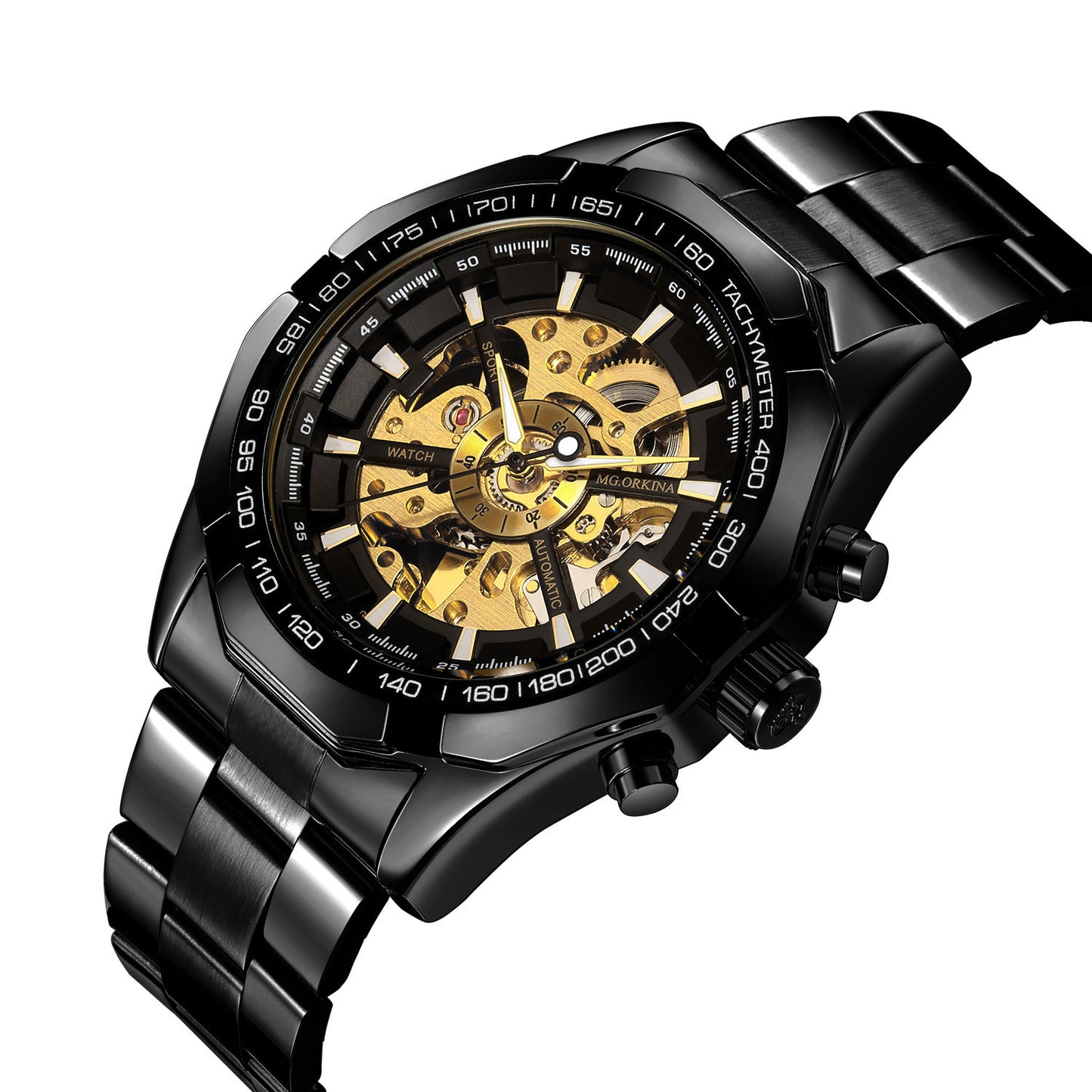 Luxury Full Hollow Automatic Mechanical Watch for Men – Tourbillon, Moon Phase, Calendar, Steel Band