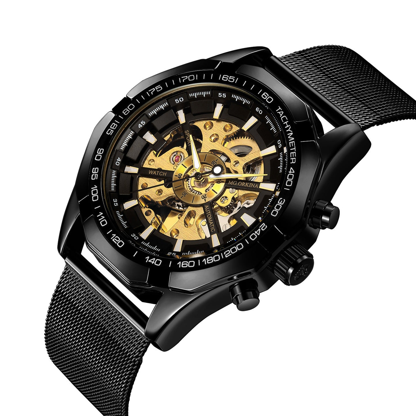 Luxury Full Hollow Automatic Mechanical Watch for Men – Tourbillon, Moon Phase, Calendar, Steel Band