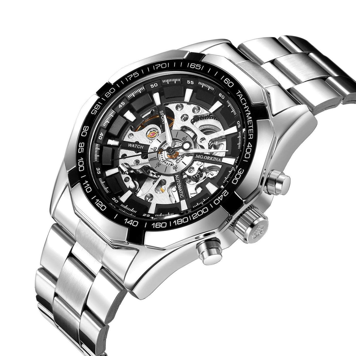 Luxury Full Hollow Automatic Mechanical Watch for Men – Tourbillon, Moon Phase, Calendar, Steel Band