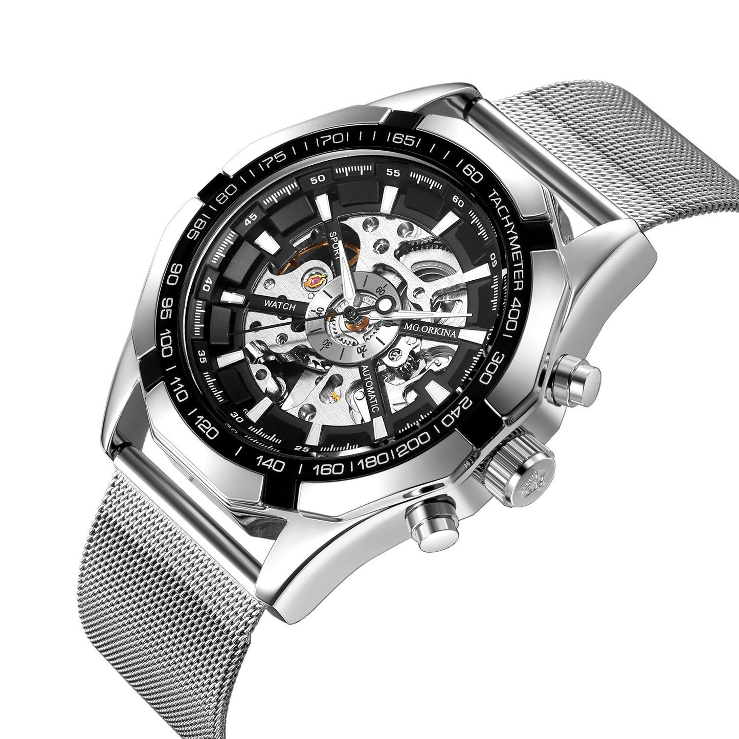 Luxury Full Hollow Automatic Mechanical Watch for Men – Tourbillon, Moon Phase, Calendar, Steel Band