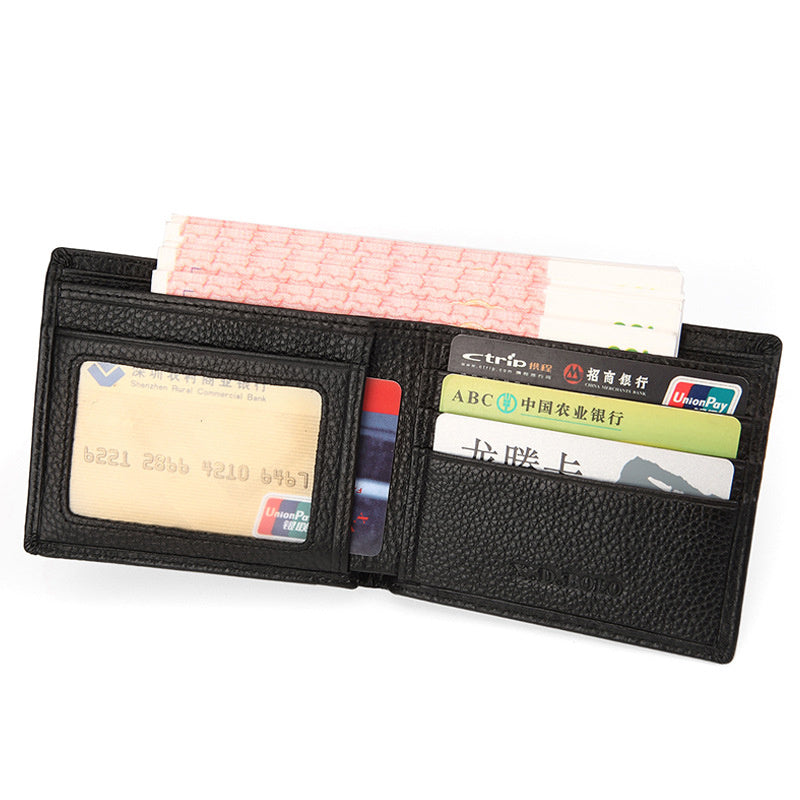 Men’s Ultra-Thin Leather Wallet – First Layer Cowhide Horizontal Short Wallet
