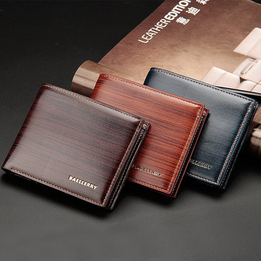 3‑Fold Carteira Men’s Wallet – Japanese & Korean Style PU Leather