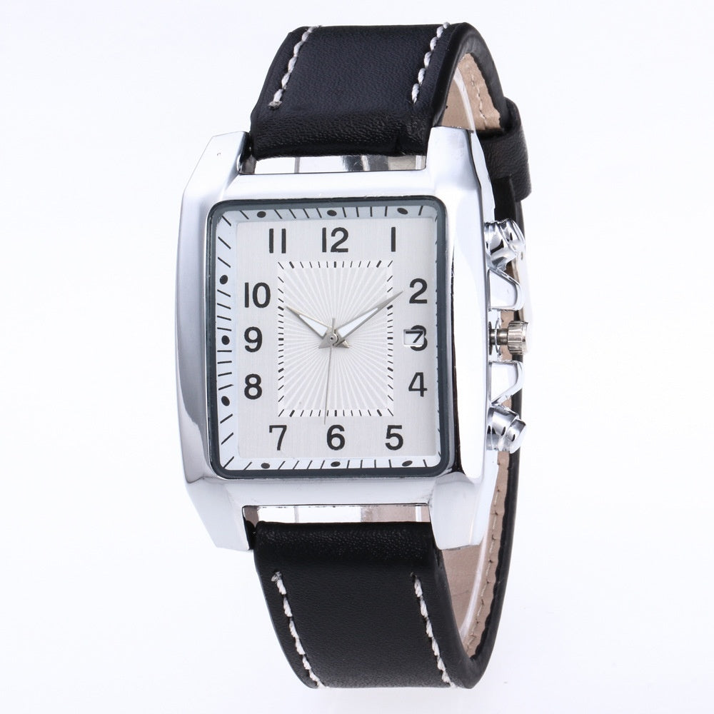 Men’s Quartz Leather Watch – Casual Analog Wristwatch with Metal Case