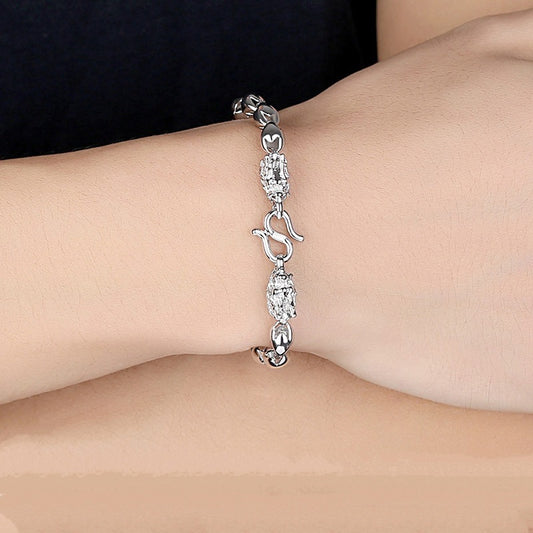 Men's Fashion Silver Dragon Head Bracelet – 20CM Electroplated Stainless Steel Viking Style Jewelry