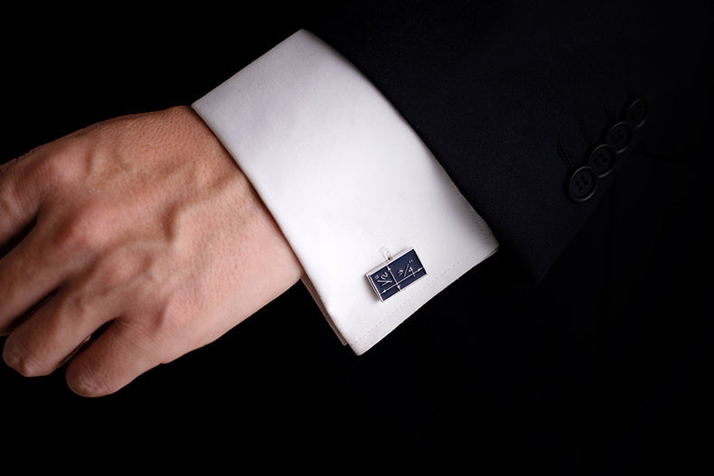 Elegant Blue Enamel Copper Cufflinks for Men – Classic Formal Shirt Accessories for Weddings, Business & Events