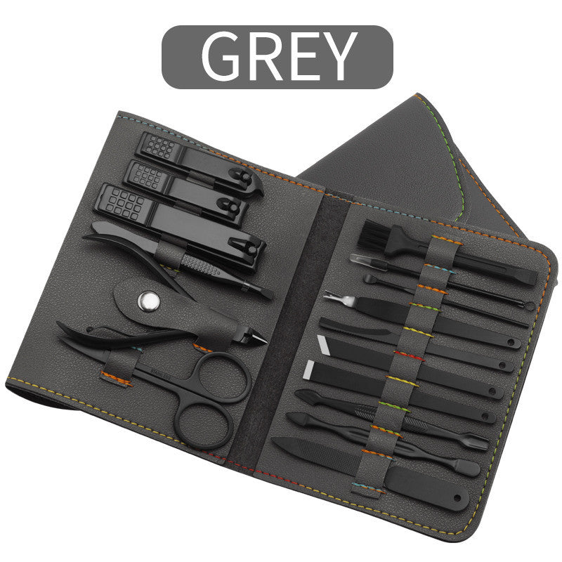 16-Piece Professional Manicure & Pedicure Grooming Kit with PU Leather Case