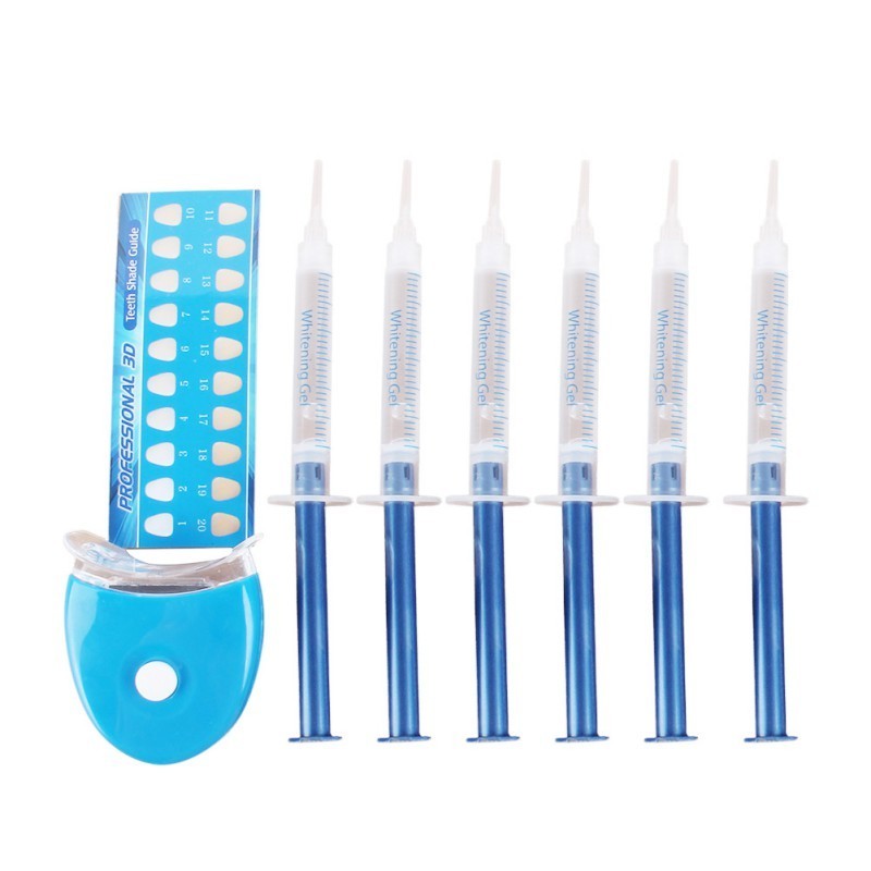 Professional Teeth Whitening Gel Kit – 3 ml Gel Syringes with Trays, LED Lamp & Shade Guide