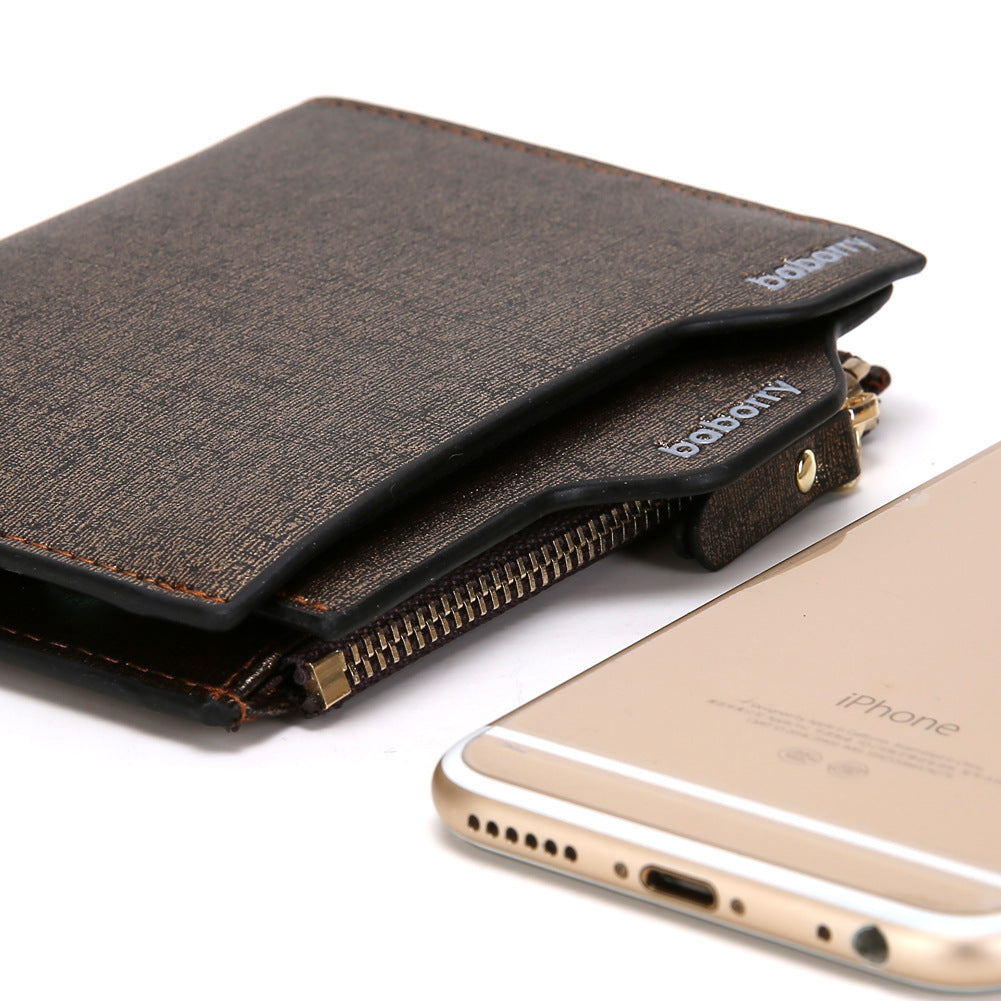 Gold Sand Vertical Business Wallet for Men – PU Leather