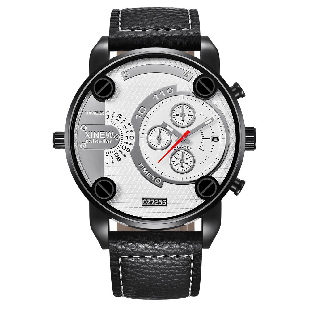 Men’s Big Fashion Leather Wristwatch – Date Function & Stylish Design