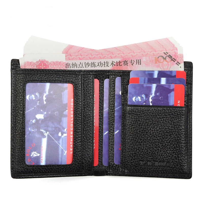 Men’s Ultra-Thin Leather Wallet – First Layer Cowhide Horizontal Short Wallet