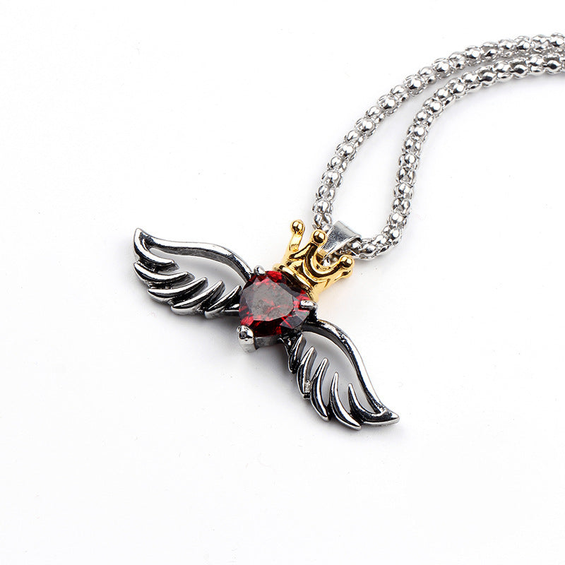 Men’s Gothic Black Widow Spider Pendant Necklace – Vintage Retro Biker Jewelry with Red Crystal, Unisex Punk Style
