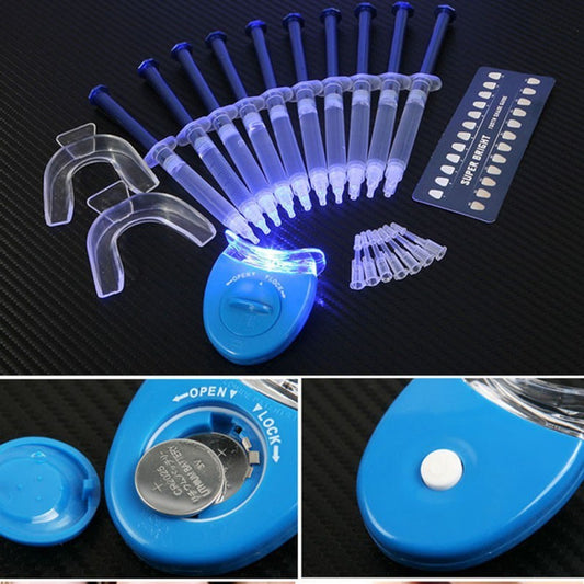 Professional Teeth Whitening Gel Kit – 3 ml Gel Syringes with Trays, LED Lamp & Shade Guide