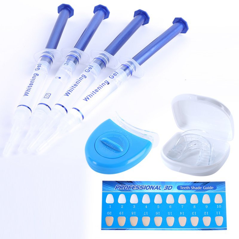 Professional Teeth Whitening Gel Kit – 3 ml Gel Syringes with Trays, LED Lamp & Shade Guide