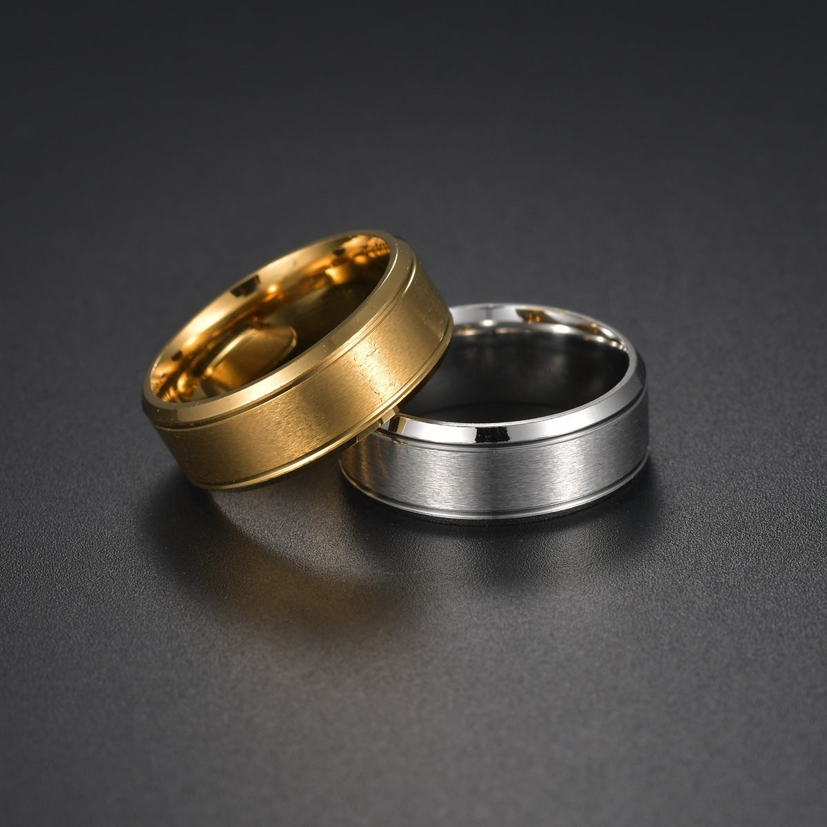 Men’s 8MM Geometric Stainless Steel Ring | Black, Silver & Gold – Unisex Original Design – Adjustable Sizes