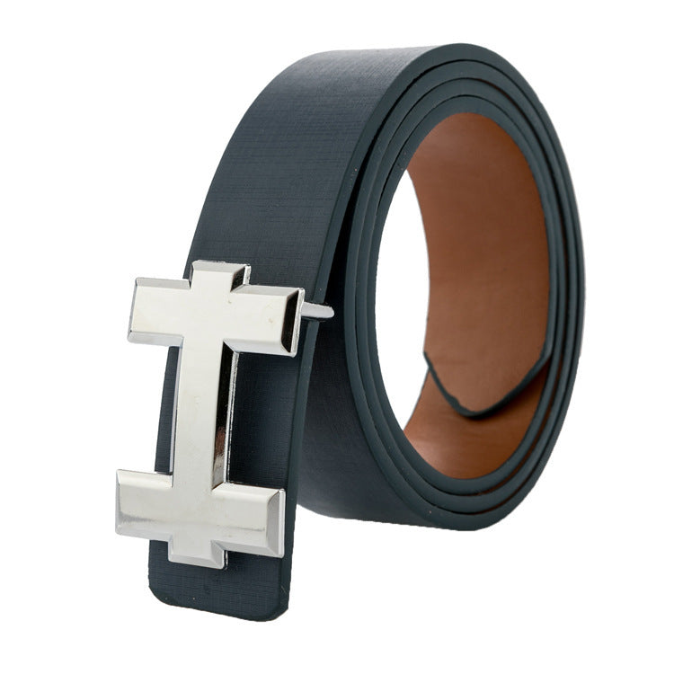 Luxury H-Brand Style Designer Belt – Unisex PU Leather Belt with Smooth Buckle for Casual & Business Wear