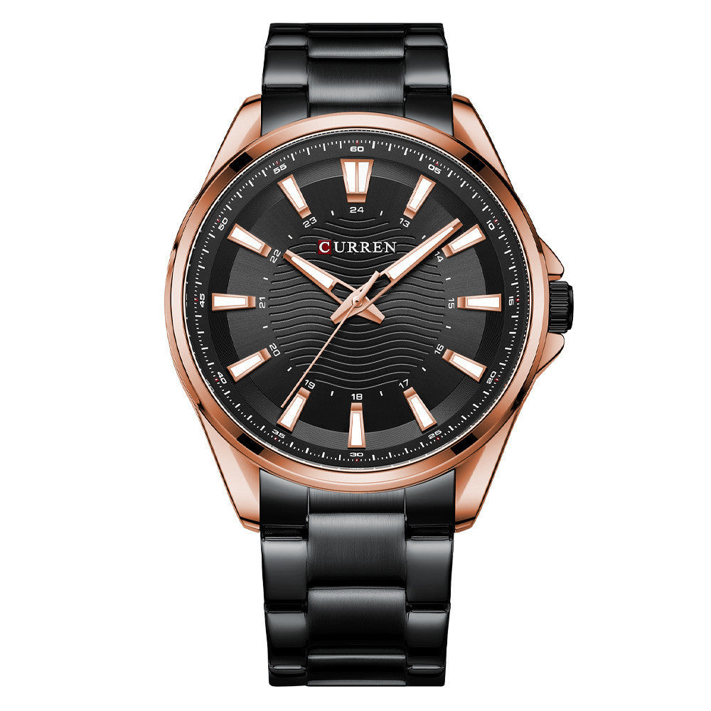Men’s Fashion Business Quartz Watch – Stainless Steel Strap, 44mm Dial, 30M Water Resistant