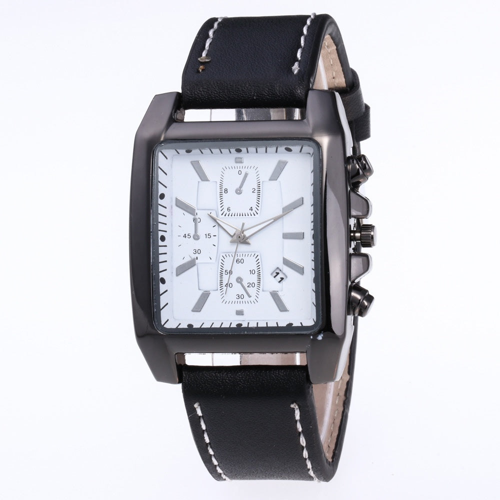 Men’s Quartz Leather Watch – Casual Analog Wristwatch with Metal Case