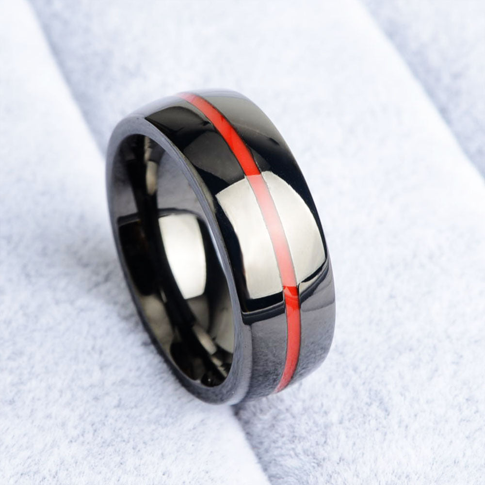 Men's Firefighter Ring – Stainless Steel Thin Blue Line Ring for First Responders