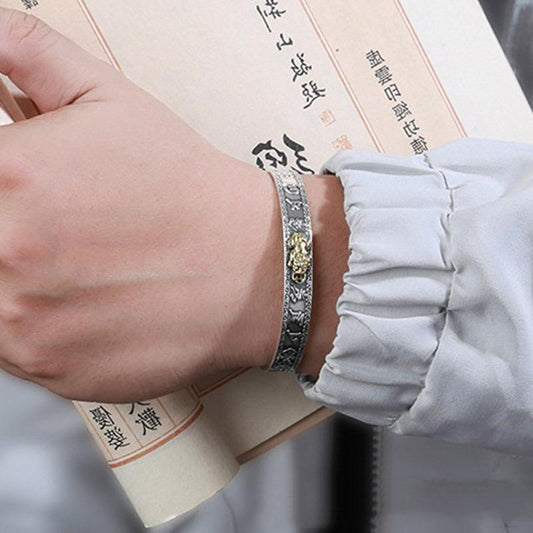 Men’s Creative Pixie Six-Character Copper Bracelet – Fashion Minimalist Electroplated Bangle