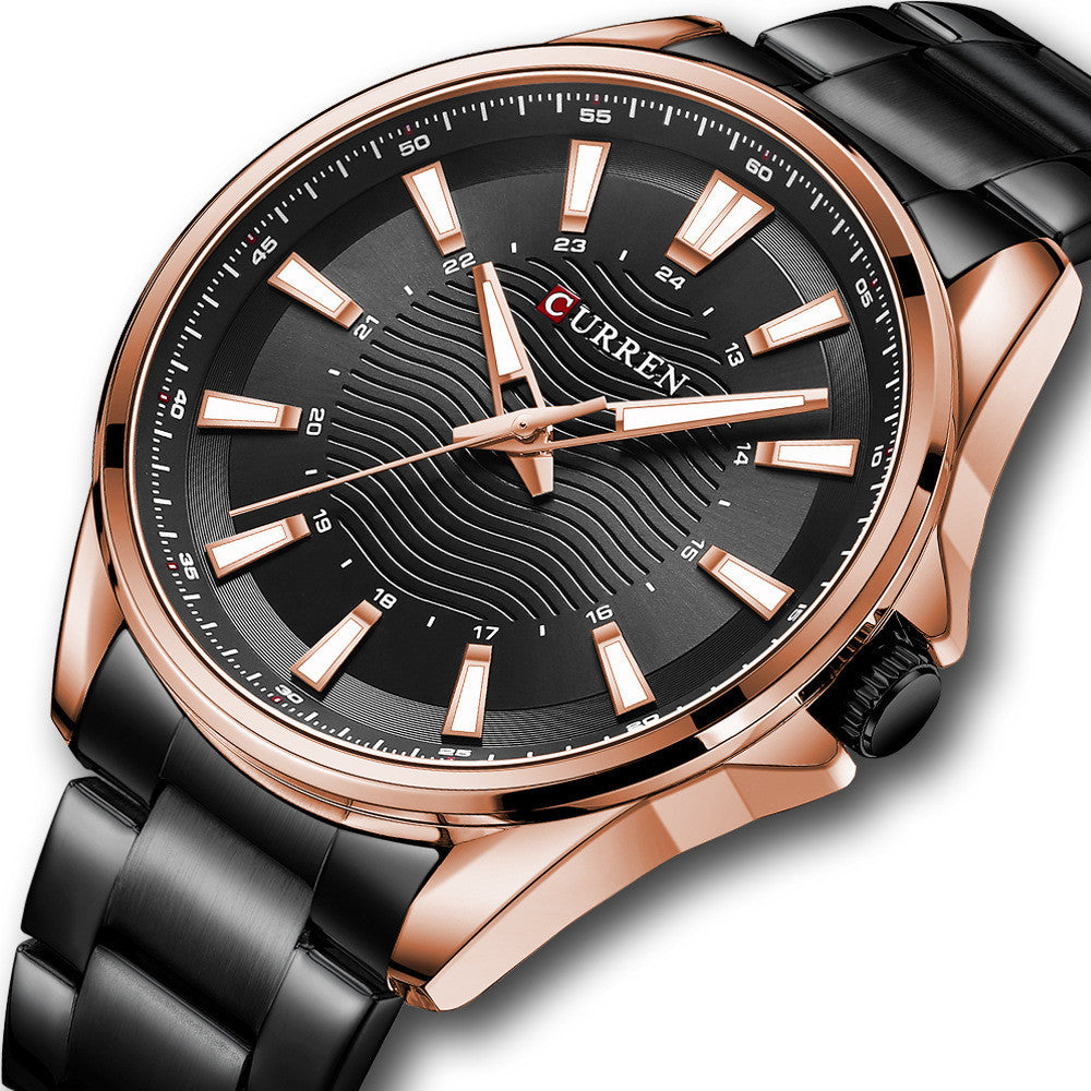 Men’s Fashion Business Quartz Watch – Stainless Steel Strap, 44mm Dial, 30M Water Resistant