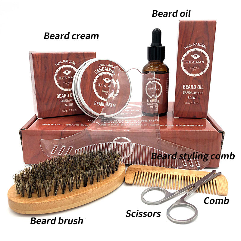 Beard Care Set – Premium Grooming Kit with Beard Oil, Cream & Styling Tools