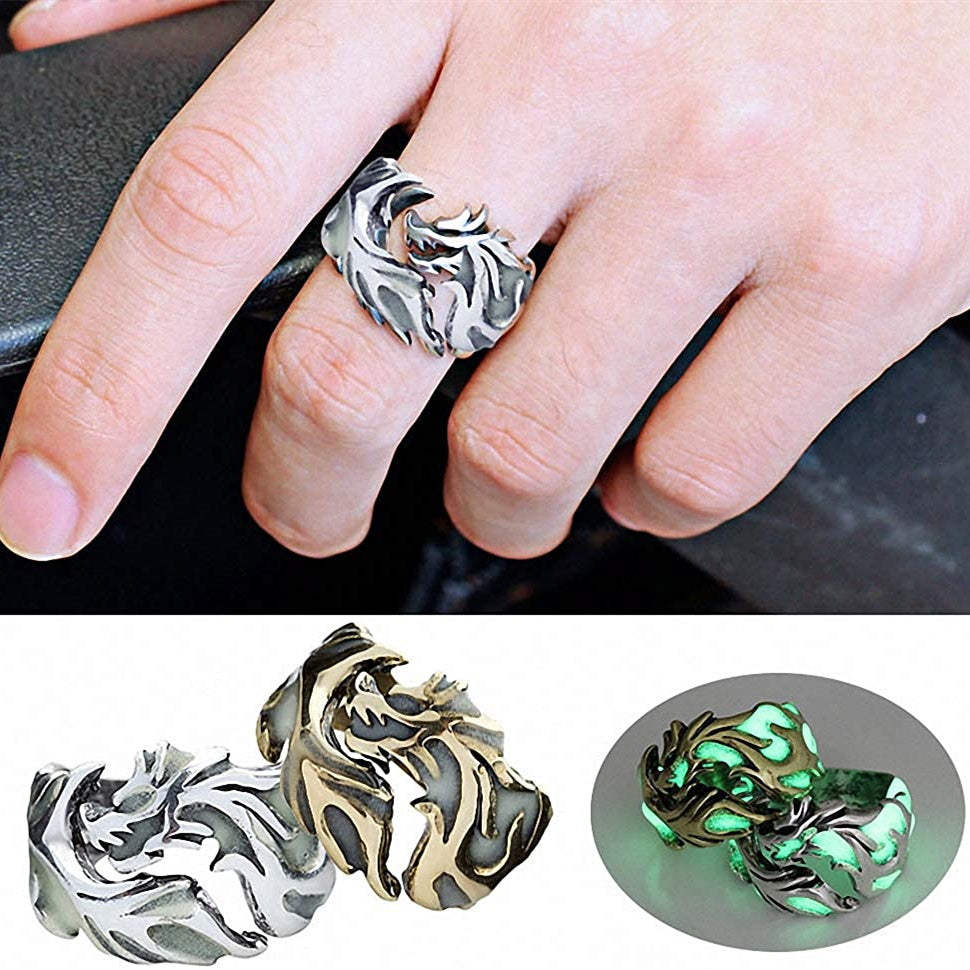 Unisex Glow In The Dark Dragon Ring – Allergy-Free Alloy Luminous Ring for Men and Women