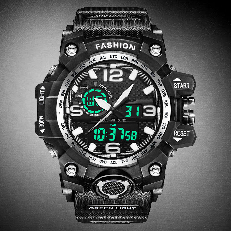 Double Display Waterproof Sports Watch – Men's Outdoor Digital Analog Timepiece