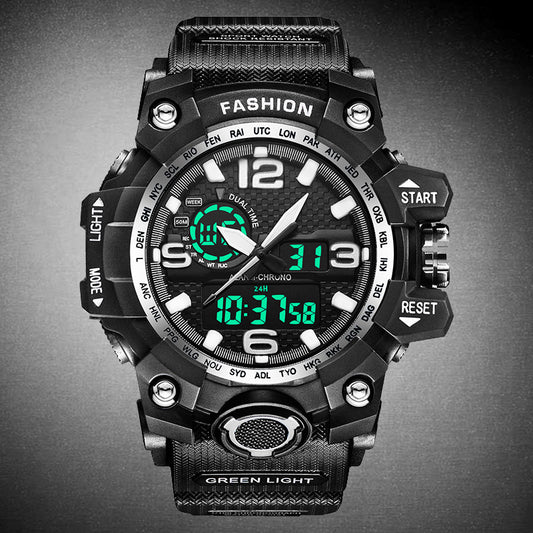Double Display Waterproof Sports Watch – Men's Outdoor Digital Analog Timepiece