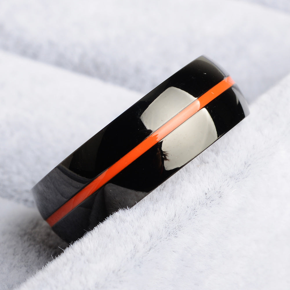 Men's Firefighter Ring – Stainless Steel Thin Blue Line Ring for First Responders