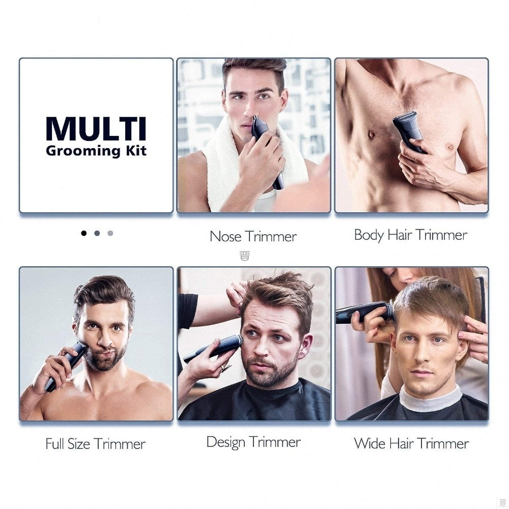 Professional Waterproof Beard Trimmer – Cordless Body & Face Grooming Kit with LCD Display, 60 Min