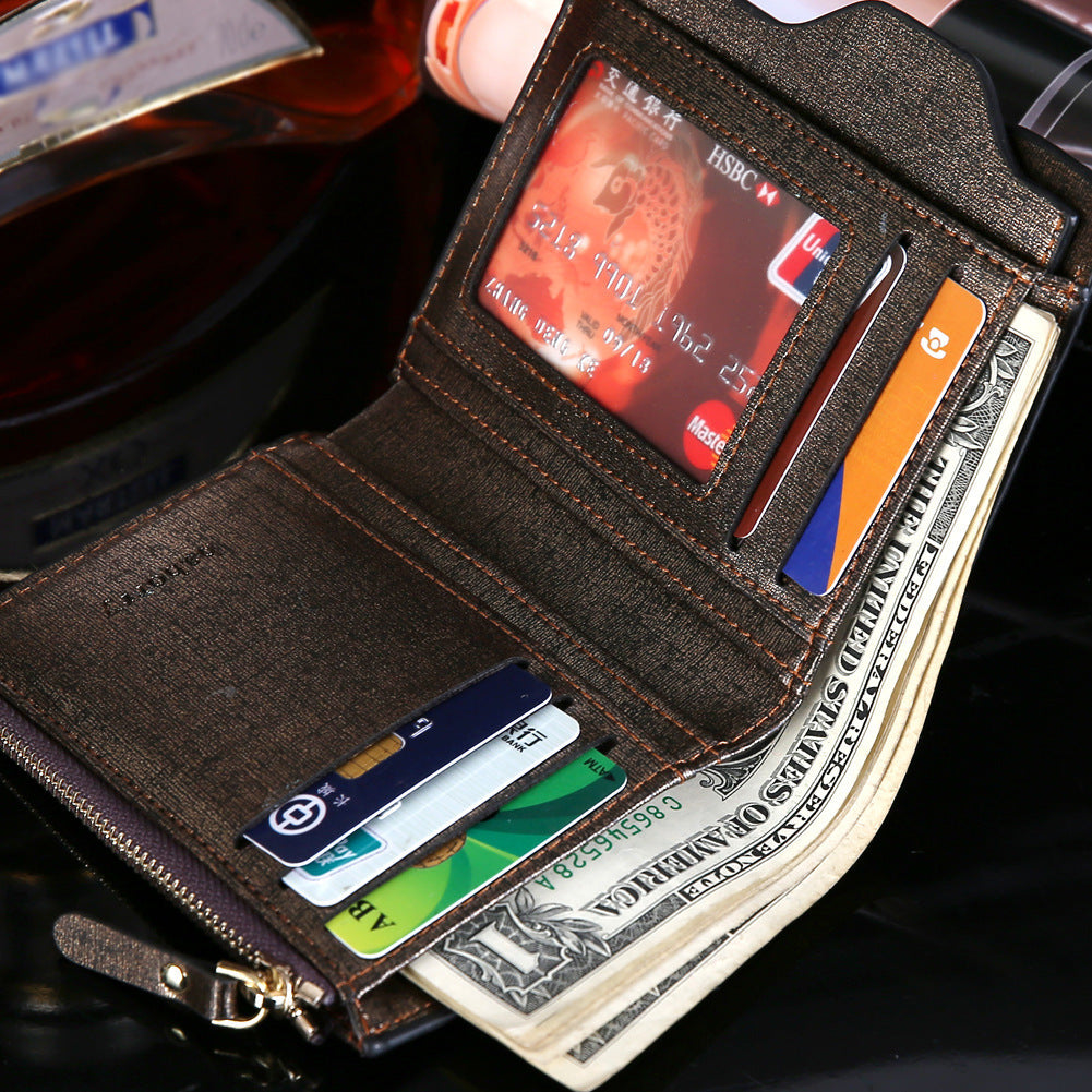 Gold Sand Vertical Business Wallet for Men – PU Leather