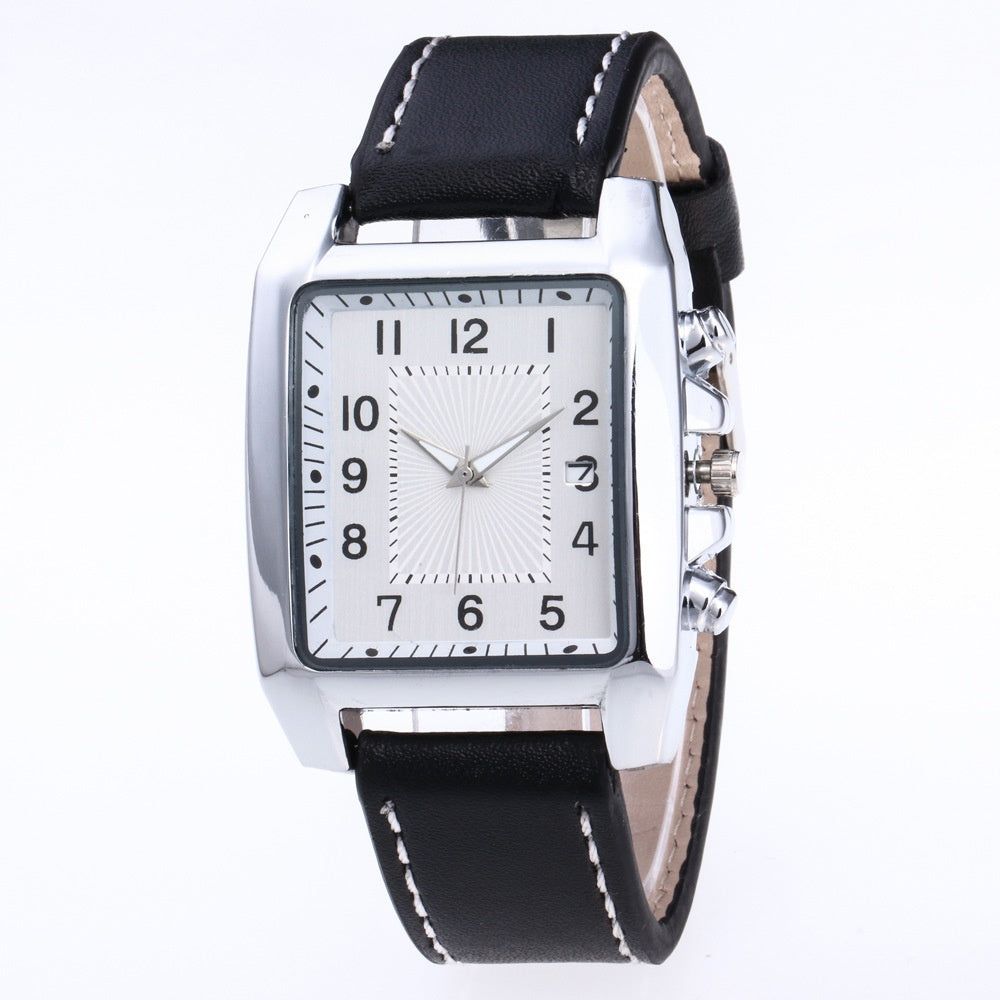 Men’s Quartz Leather Watch – Casual Analog Wristwatch with Metal Case
