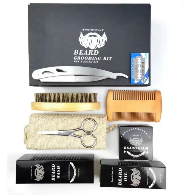 Men’s Beard Grooming Kit with Roller, Disinfectant & SPF50 – Moisturizing Beard Care Set