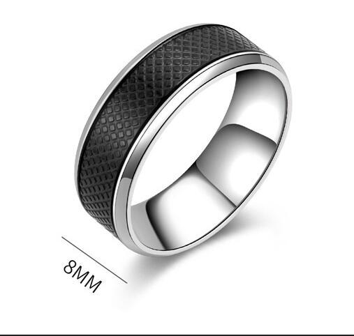 Men's Black Titanium Steel Ring – Stylish Geometric Design for Fashion-Forward Look