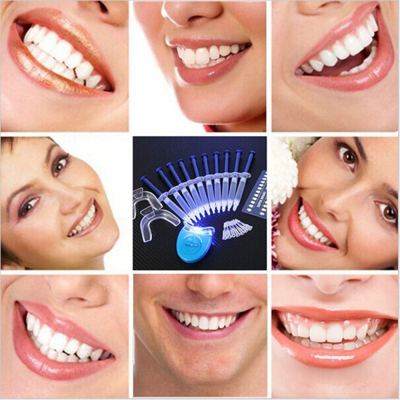 Professional Teeth Whitening Gel Kit – 3 ml Gel Syringes with Trays, LED Lamp & Shade Guide