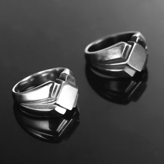 Men’s Fashion Casual Vintage Punk Finger Ring – Geometric Alloy Band in Black or Silver