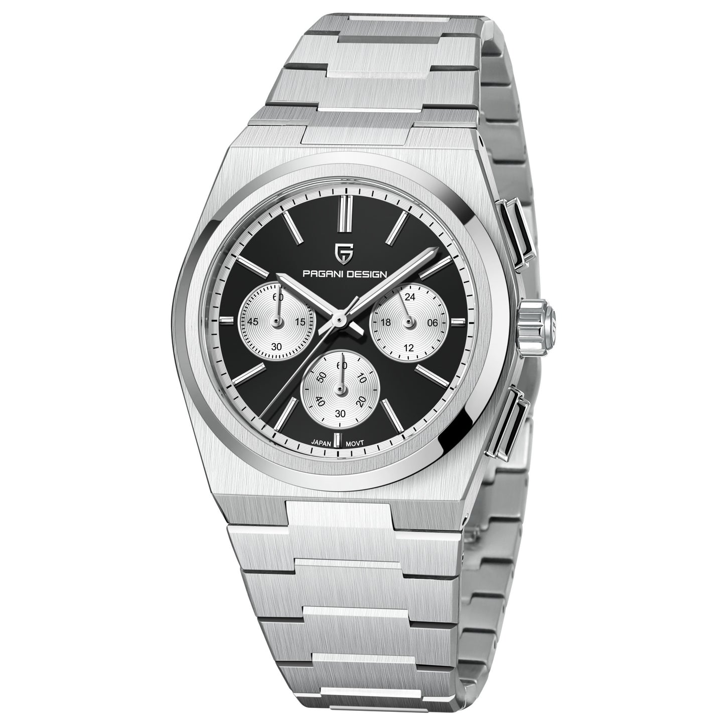 Men’s Blue Chronograph Quartz Watch – 100ATM Waterproof, Luminous Dial, Sapphire Glass, Stainless Steel Band