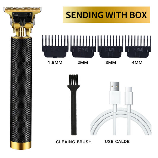 USB Electric Hair Clippers – Rechargeable Titanium Shaver & Beard Trimmer with LCD Display Options