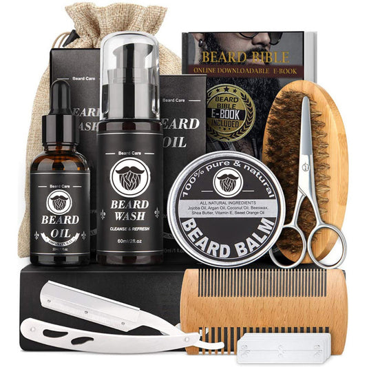 Men’s Beard Grooming Kit with Roller, Disinfectant & SPF50 – Moisturizing Beard Care Set