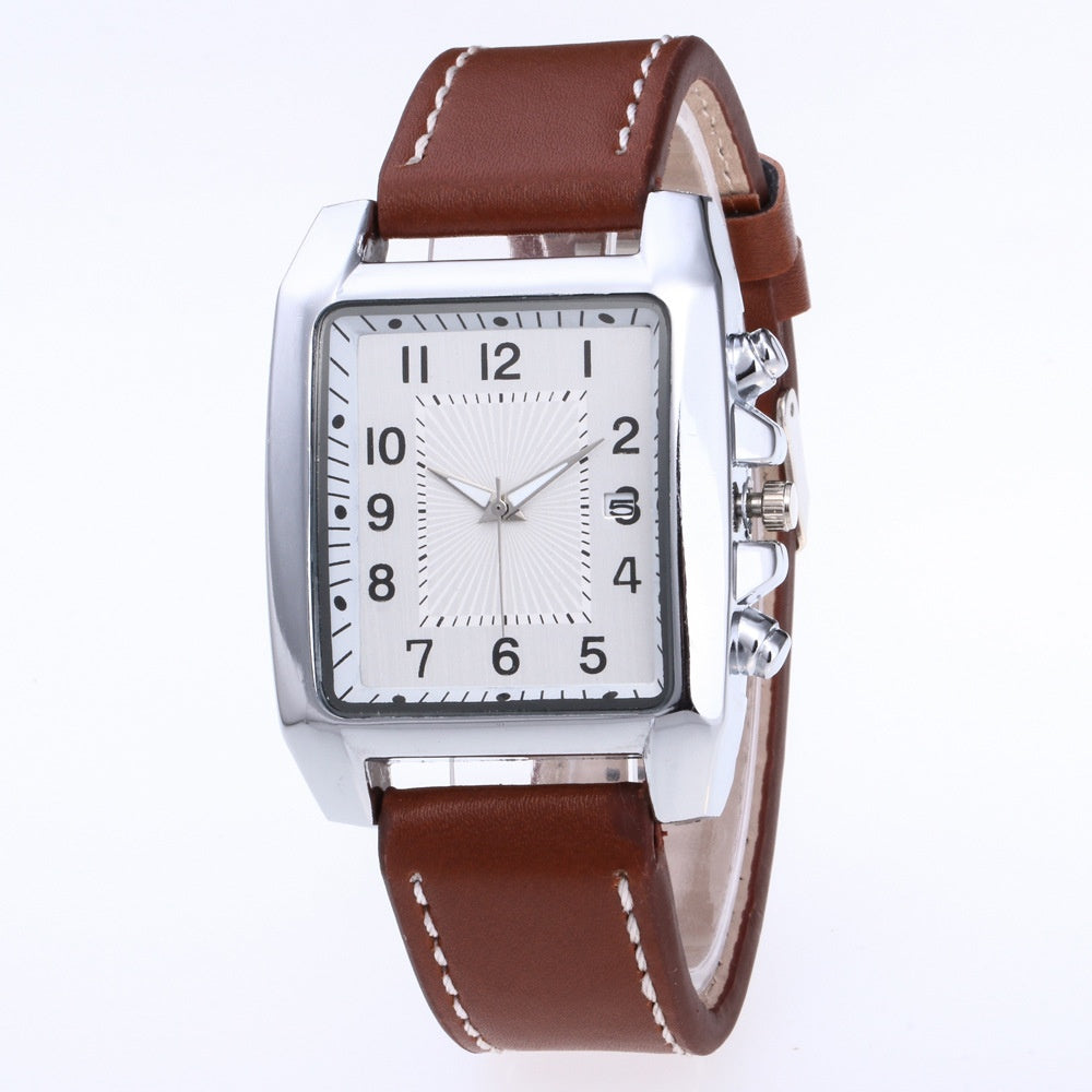 Men’s Quartz Leather Watch – Casual Analog Wristwatch with Metal Case