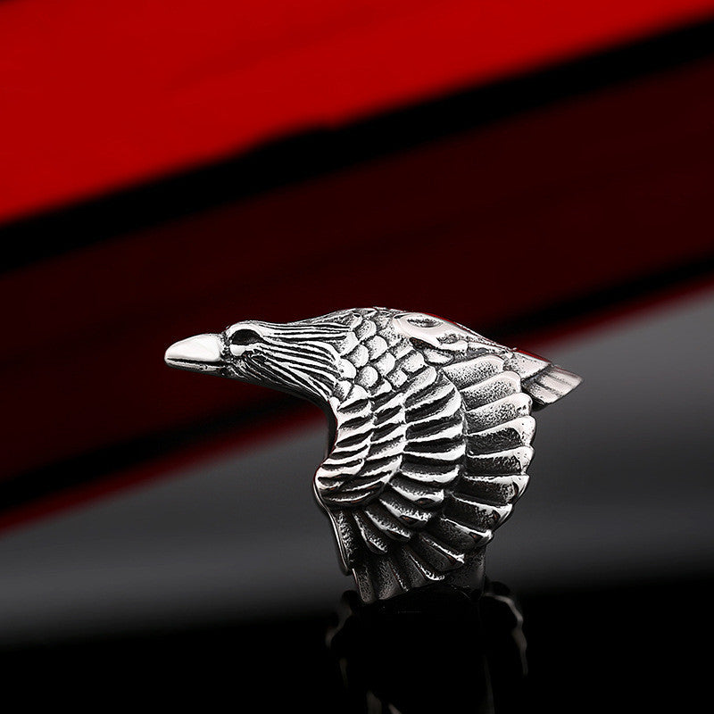 Men’s Fashion Stainless Steel Crow Ring – Geometric Titanium Steel Band
