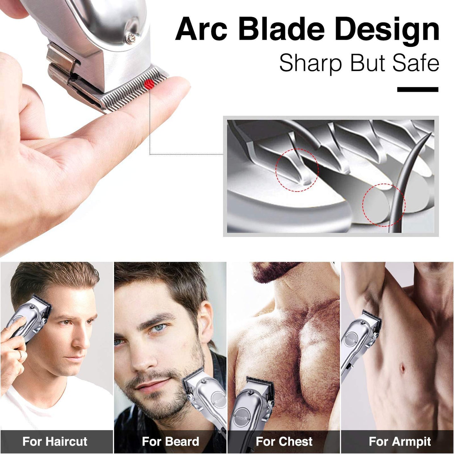Men Hair Trimmer 3 in 1 – IPX7 Waterproof Cordless Beard & Hair Clipper with LED Display & USB Rechargeable