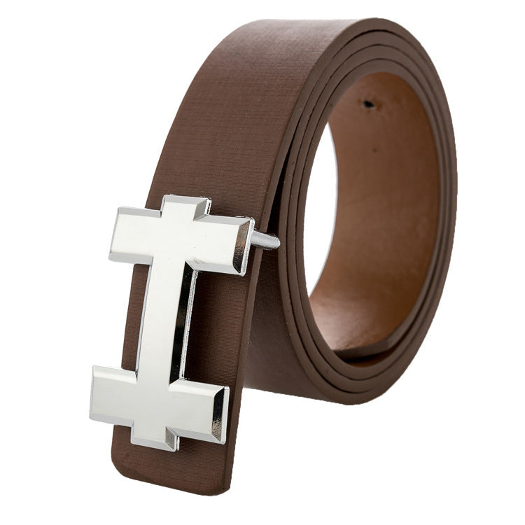 Luxury H-Brand Style Designer Belt – Unisex PU Leather Belt with Smooth Buckle for Casual & Business Wear