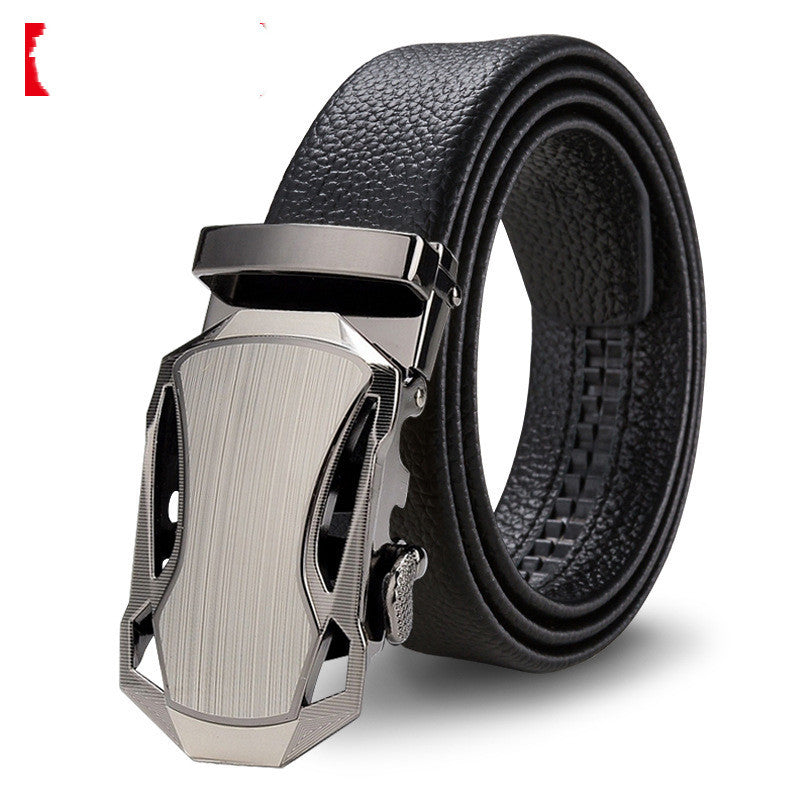 Men’s Microfiber Leather Belt – Scratch-Resistant, Lychee Pattern with Automatic Buckle