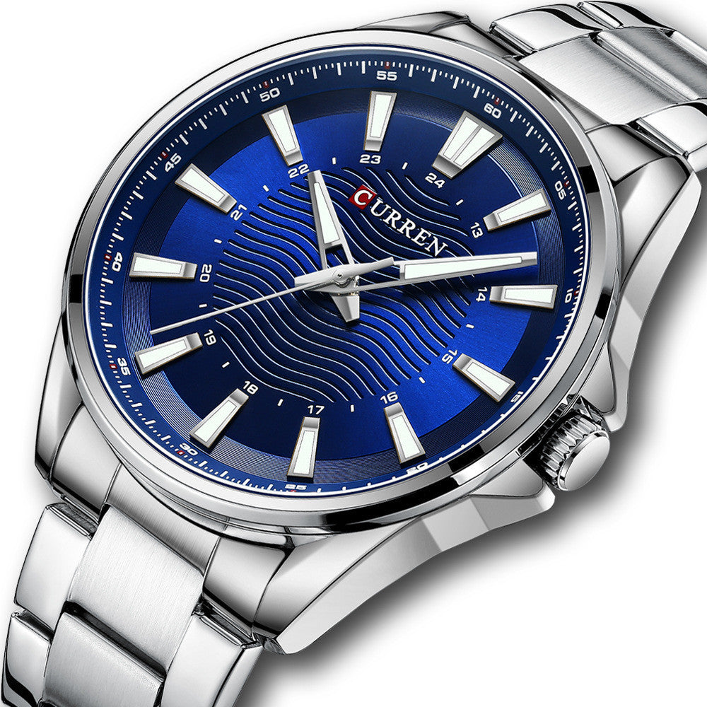 Men’s Fashion Business Quartz Watch – Stainless Steel Strap, 44mm Dial, 30M Water Resistant